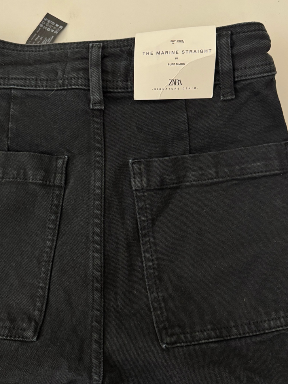 NWT ZARA Marine Straight Jeans Bundle 2 Wide Leg High Rise Black Beige 4 Flaw - Picture 10 of 10